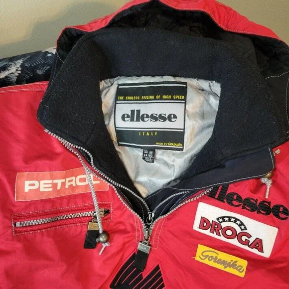 Ellesse Mens Ski Hoodie by Goldwin Size S -Red -Made in Japan -Vintage